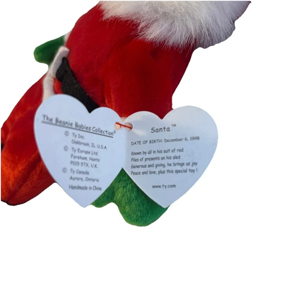 RARE Ty Beanie Baby SANTA  1998 Plush Toy New‎ With Tag Errors MINT Condition